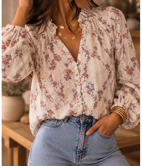 CAMISA BRANCA ESTAMPADA FLORES 