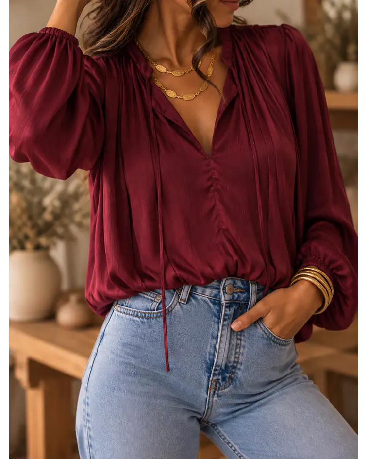 BLUSA CETIM BORDÔ