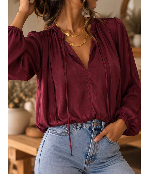 BLUSA CETIM BORDÔ