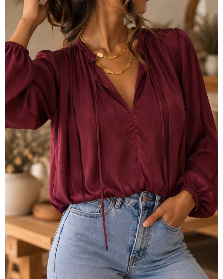 BLUSA CETIM BORDÔ
