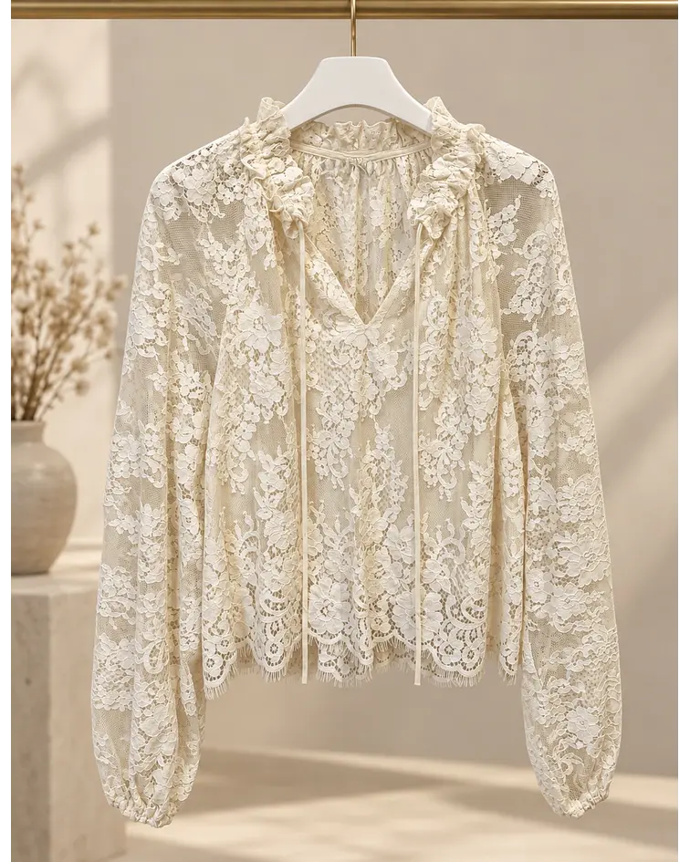 BLUSA RENDA CHAMPANHE