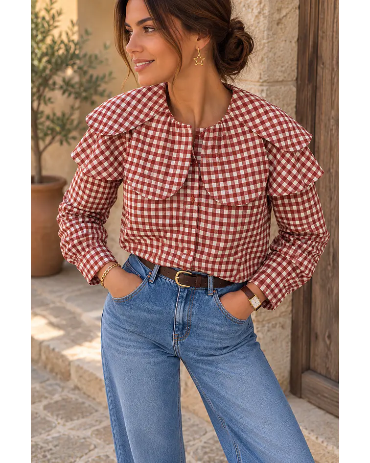CAMISA VICHY GOLA FLOR