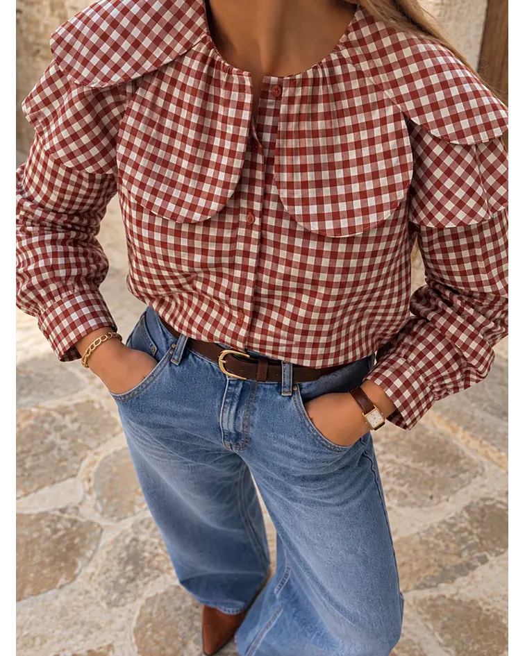 CAMISA VICHY GOLA FLOR