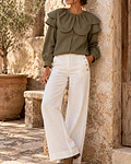 CAMISA VERDE GOLA FLOR 