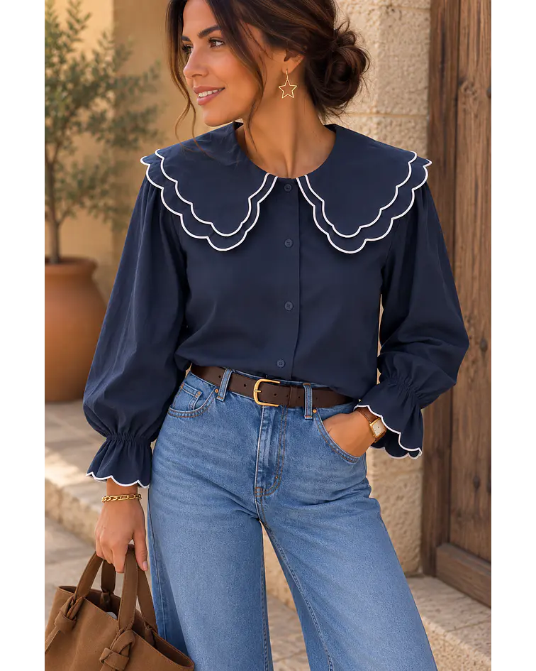 CAMISA AZUL GOLA BÉBÉ