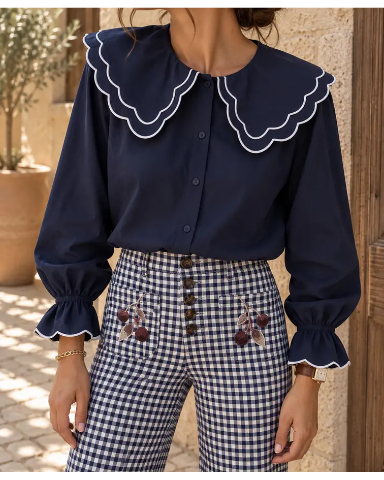 CAMISA AZUL GOLA BÉBÉ