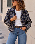 BOMBER COM BORDADOS AZUL