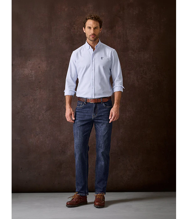 Camisa Oxford Riscas - Azul Claro