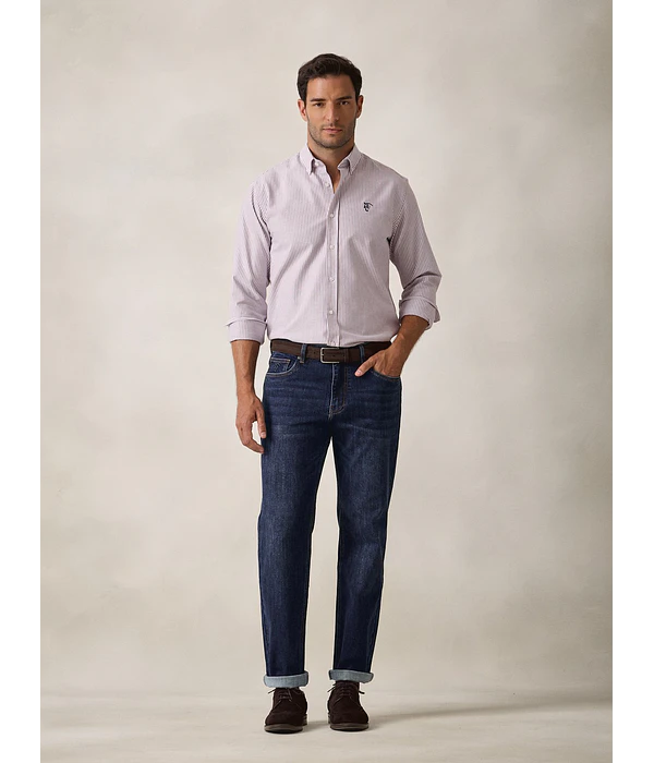 Camisa Oxford Riscas - Vinho