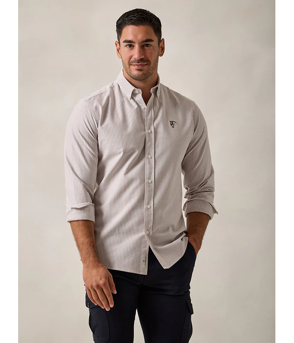 Camisa Oxford Riscas - Taupe