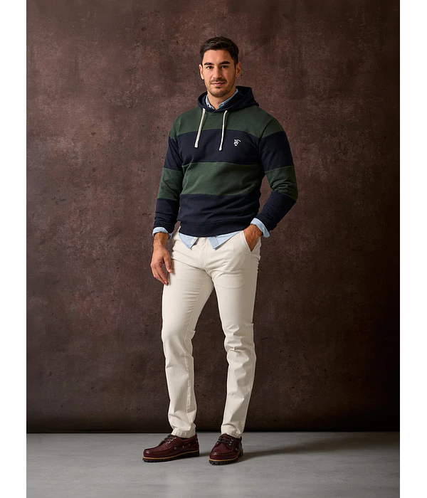 Sweatshirt com Capuz às Riscas - Azul Marinho