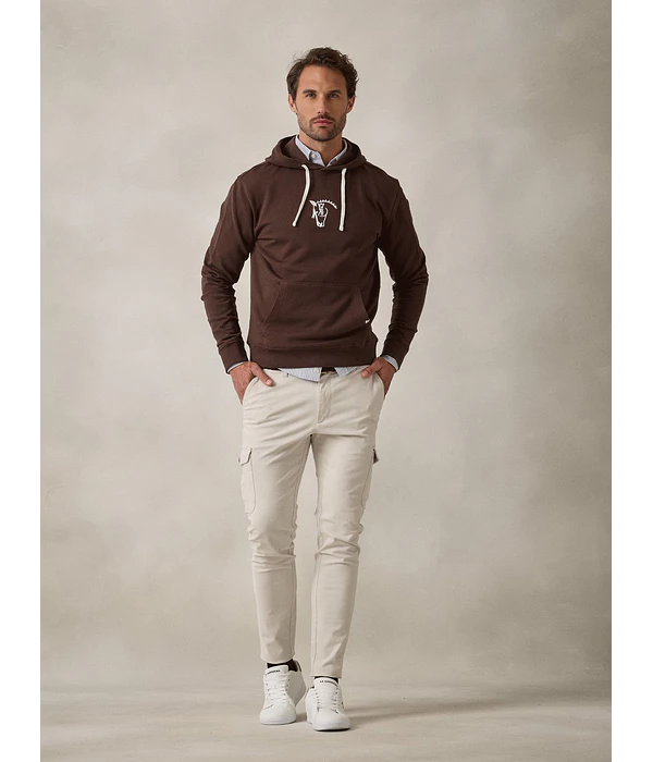Sweatshirt com Capuz Básica - Moka