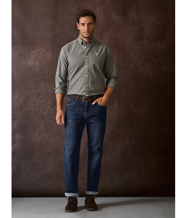 Camisa Garment Dyed - Verde Oliva