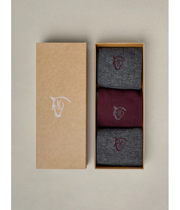 Pack de 3 Meias Caneladas para Vestir - Vinho - Vinho