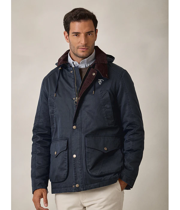 Parka Efeito Encerado - Azul Marinho