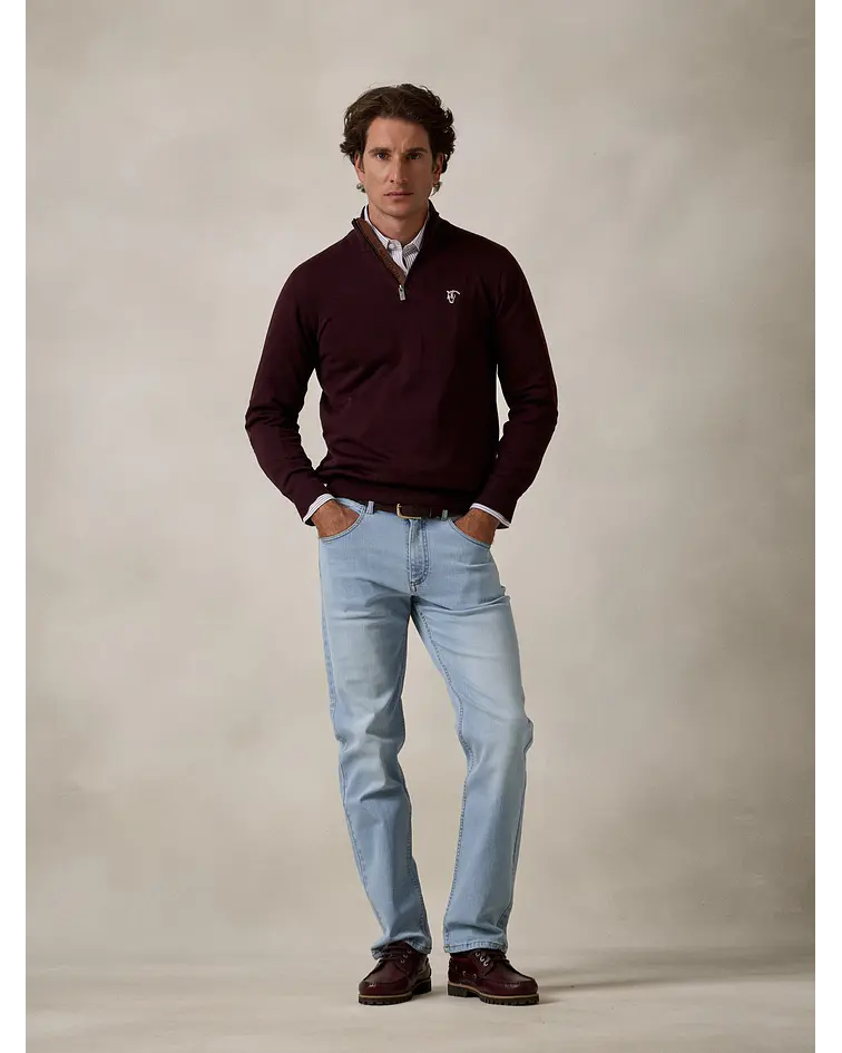Camisola Brand de Meia Cremalheira - Mulberry