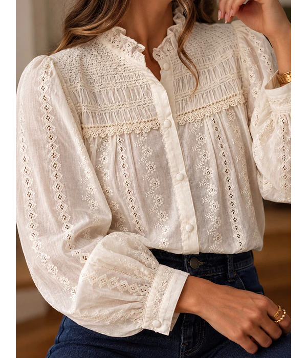 CAMISA BORDADA BEGE