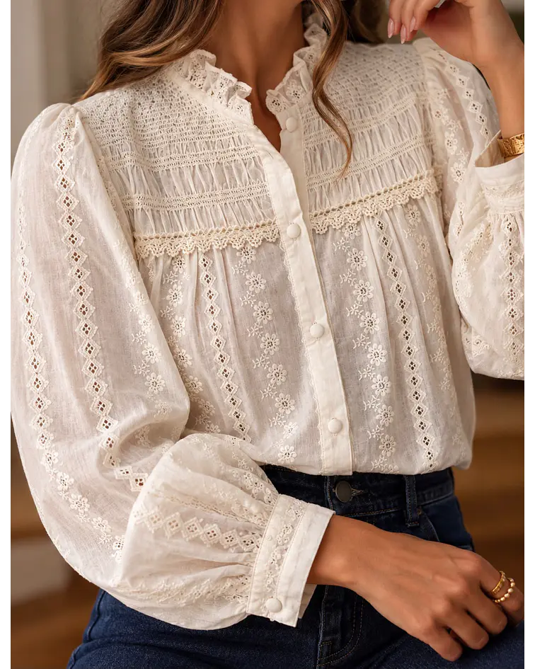 CAMISA BORDADA BEGE