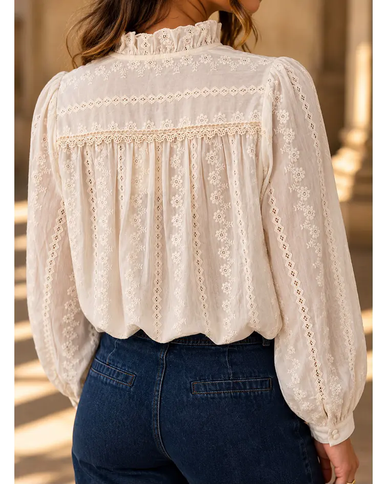 CAMISA BORDADA BEGE
