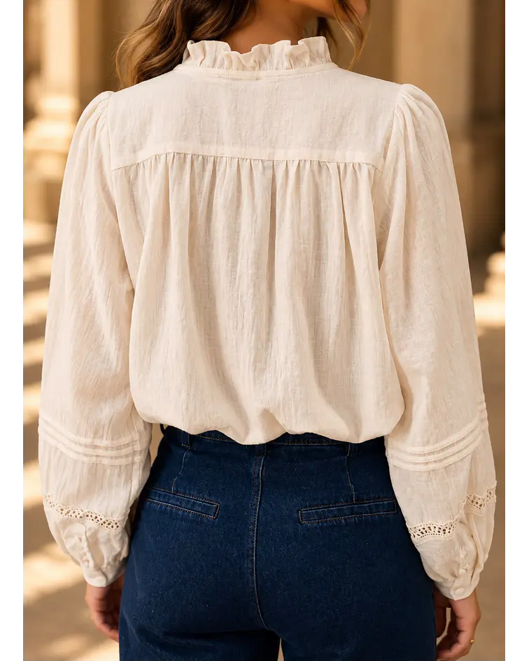 CAMISA BORDADA BEGE 