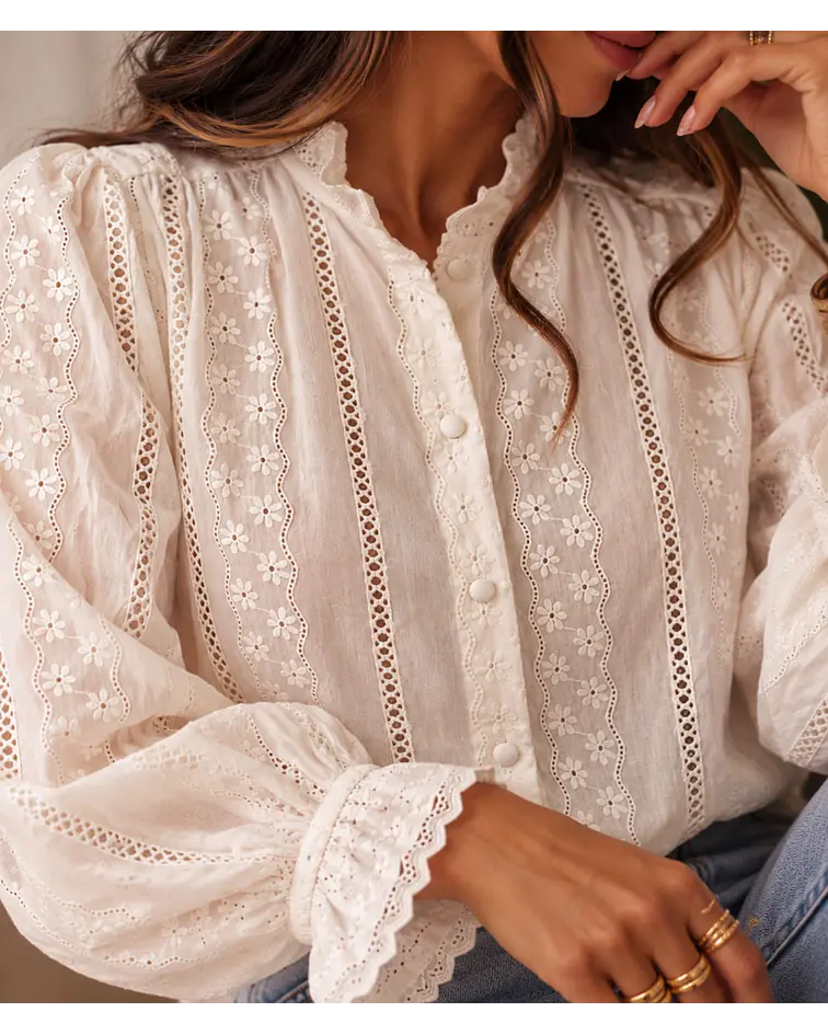 CAMISA BORDADA BEGE 