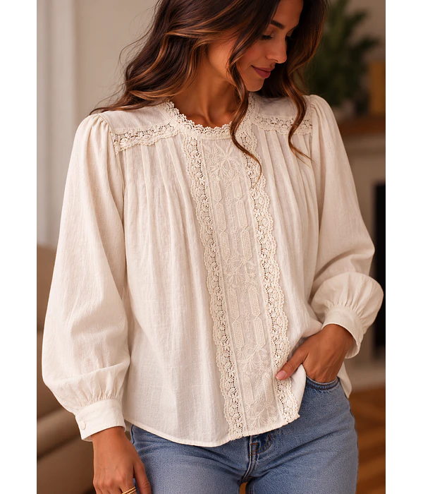 BLUSA BORDADA BEGE  