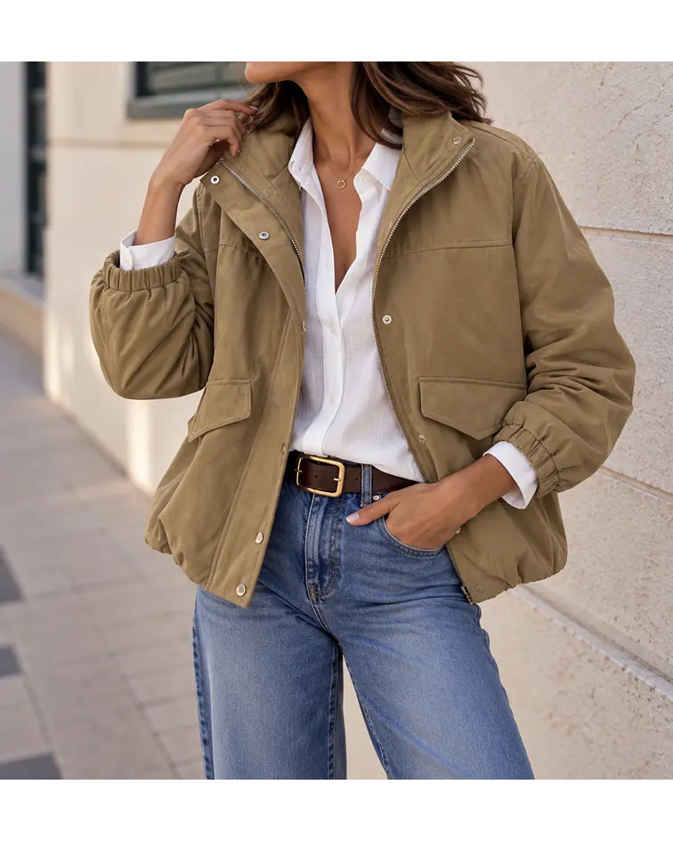 CASACO CAMEL ESTILO BOMBER