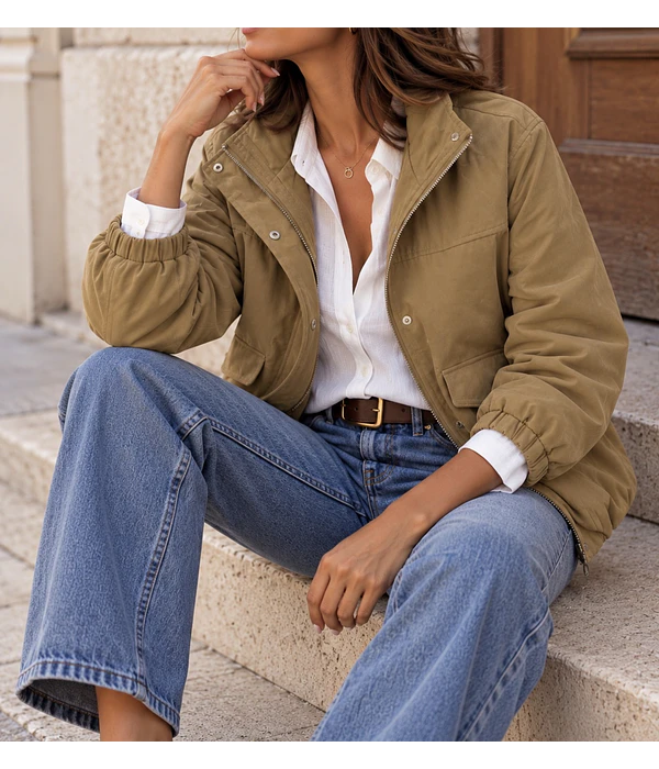 CASACO CAMEL ESTILO BOMBER