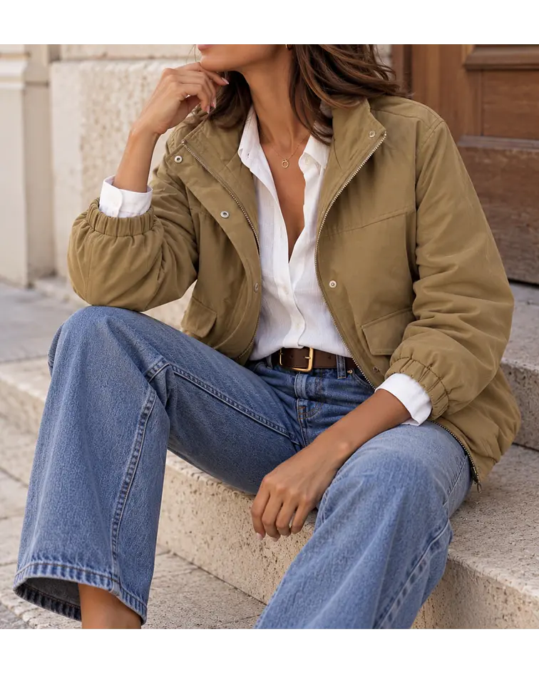 CASACO CAMEL ESTILO BOMBER