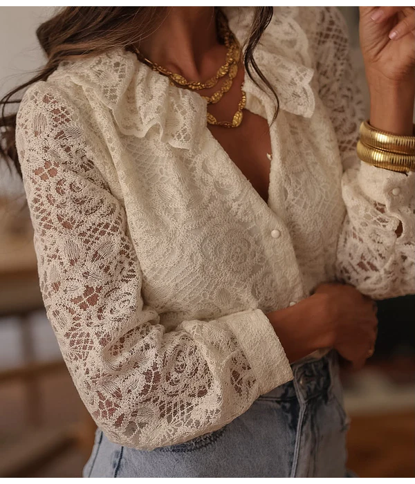 CAMISA RENDADA BEGE