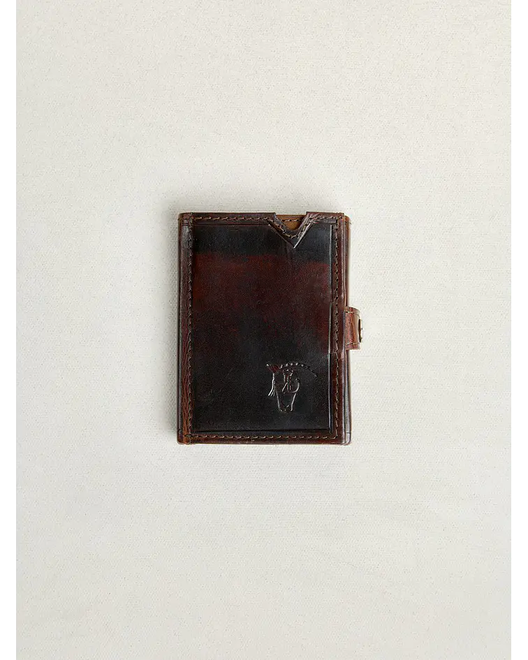 Porta-Cartões com Botão de Pressão - Castanho