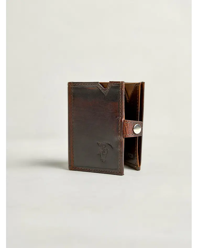 Porta-Cartões com Botão de Pressão - Castanho