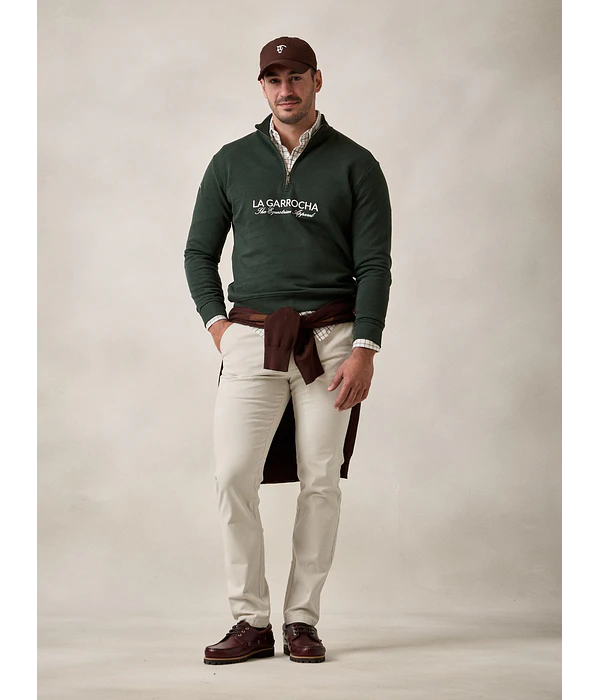Sweatshirt Básica de Meia Cremalheira - Verde Abeto