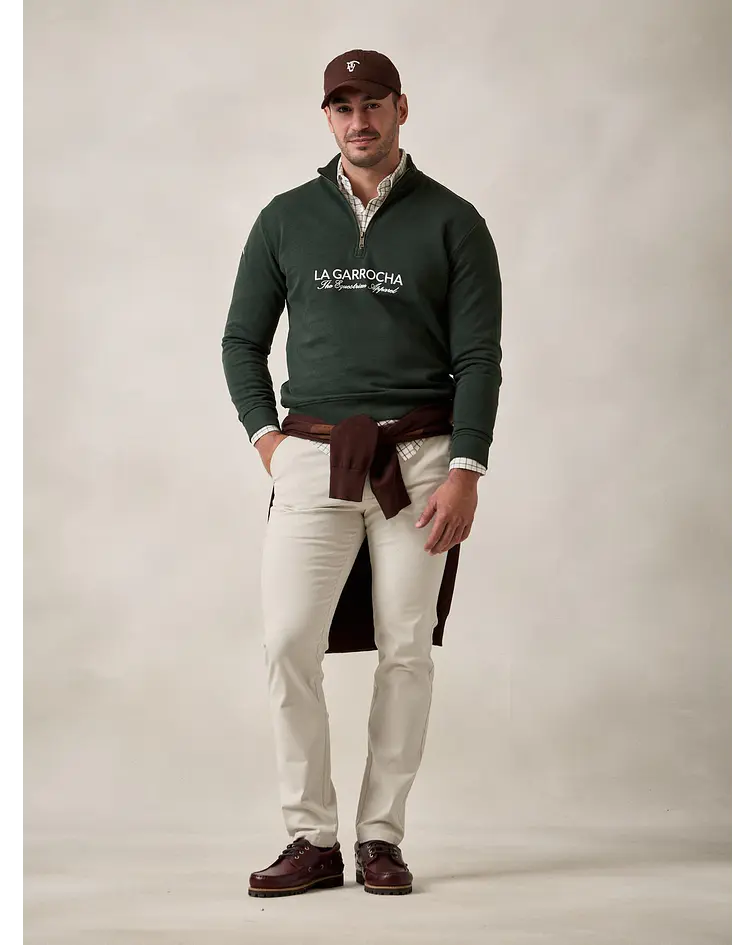 Sweatshirt Básica de Meia Cremalheira - Verde Abeto