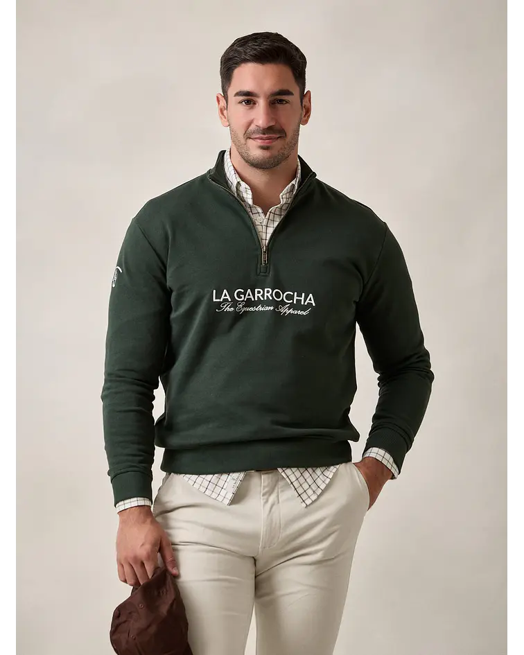 Sweatshirt Básica de Meia Cremalheira - Verde Abeto
