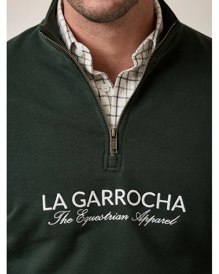 Sweatshirt Básica de Meia Cremalheira - Verde Abeto