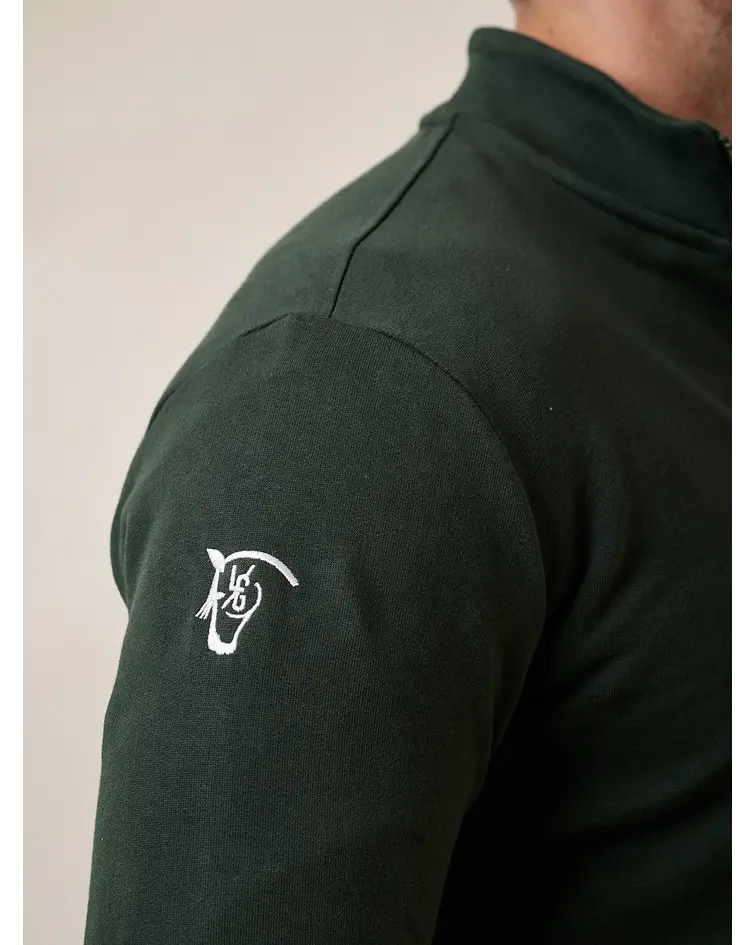 Sweatshirt Básica de Meia Cremalheira - Verde Abeto
