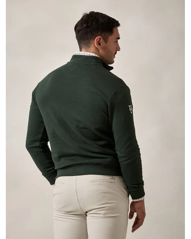 Sweatshirt Básica de Meia Cremalheira - Verde Abeto