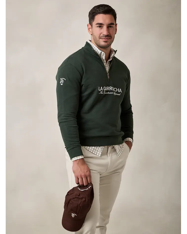 Sweatshirt Básica de Meia Cremalheira - Verde Abeto