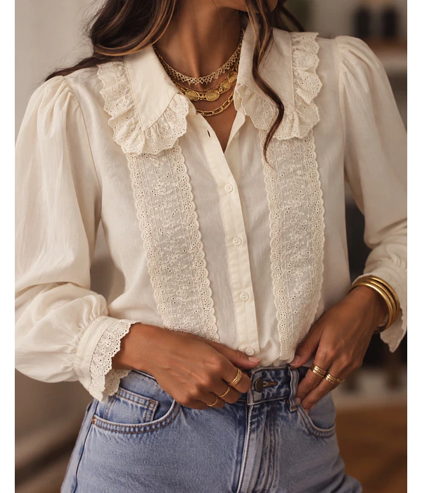 CAMISA BORDADA BEGE
