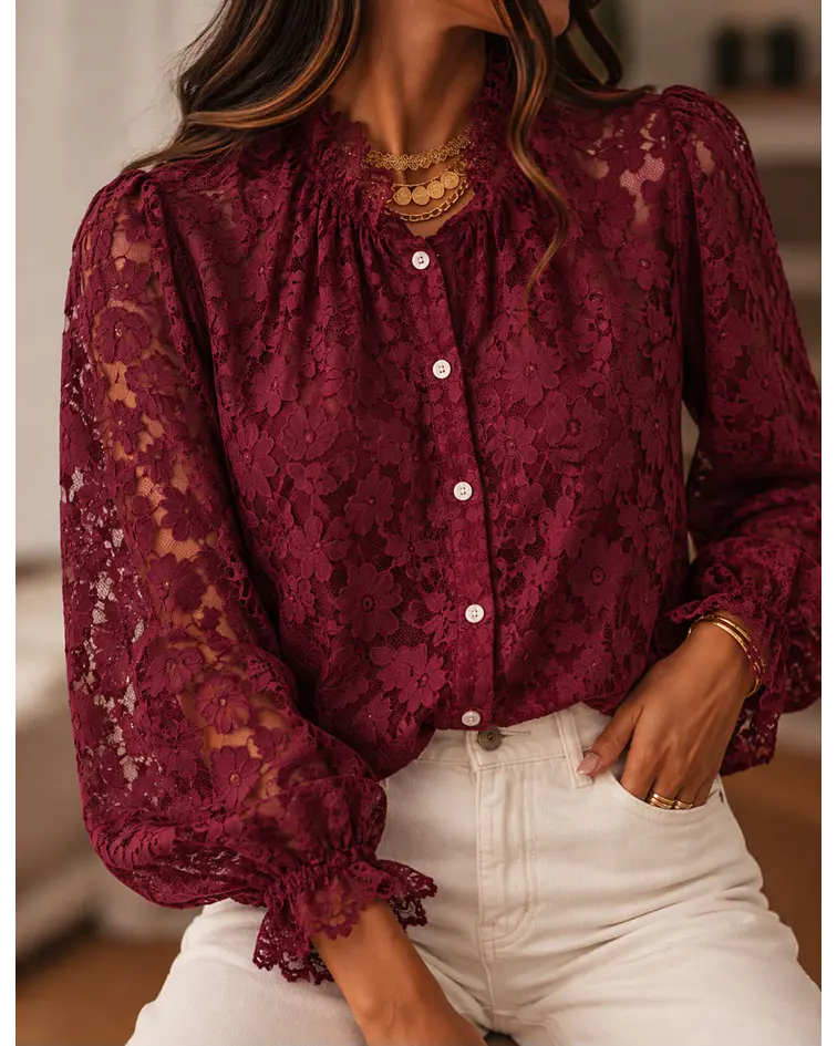 CAMISA RENDADA BORDÔ