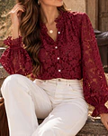 CAMISA RENDADA BORDÔ