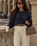 CAMISA AZUL GOLA FLOR  