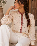 CAMISA COM BORDADOS BORDÔ