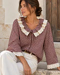 CAMISA COM BORDADOS BORDÔ 