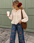 JEANS BORDADOS FLORAIS