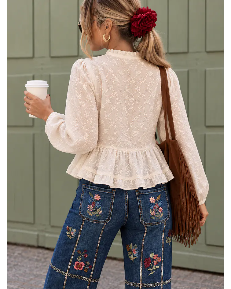 JEANS BORDADOS FLORAIS