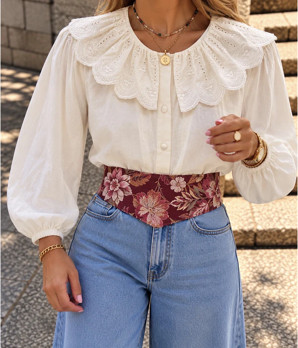 CAMISA BORDADA GOLA BÉBÉ 