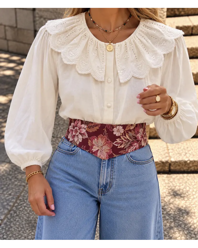 CAMISA BORDADA GOLA BÉBÉ 