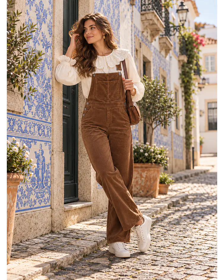 JARDINEIRA BOMBAZINA CAMEL 